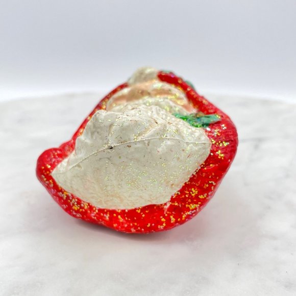 Santa Claus Head Face Ornament Bauble Christmas Plastic Poinsettia Hollow Glitte - Picture 7 of 8